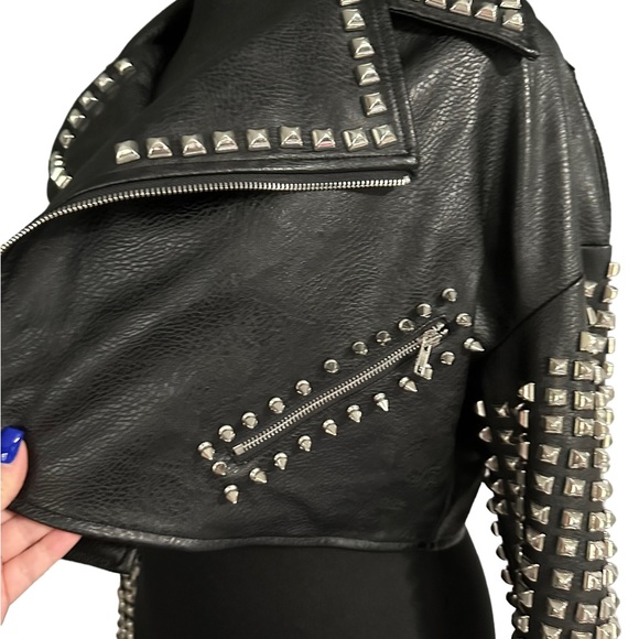 Azalea Wang Essential Moto black studded vegan leather jacket in 1X. NWOT. - Picture 14 of 16